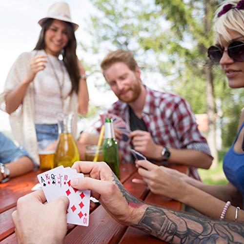 LotFancy Waterproof Playing Cards, 100% Plastic, 2 Decks of Cards with Cases, for Pool Beach Water Card Games, Magic Trick Props, Poker Size Standard Index, Black & Red - style: Red Black Back Standard Index