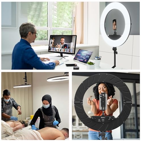18" 55W Ring Light, High Brightness, No Bracket, Linkable on Wall-Mounted Triangular Arm, Ideal for Studios & Makeup, Live Streaming & Hair Salons, Best Beginner LED Light - size: 18 in ring light(No stand)