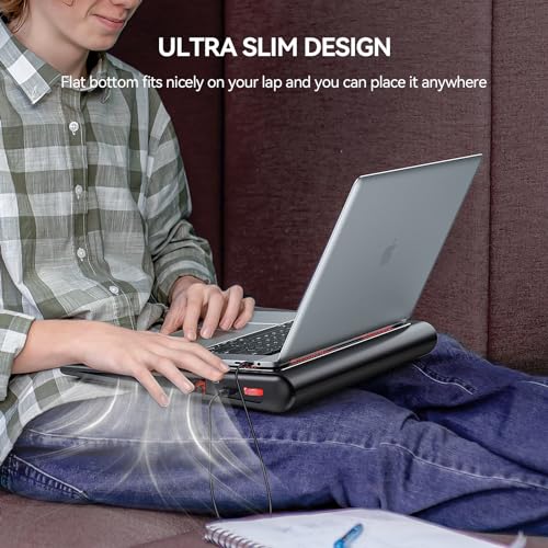 TECKNET Laptop Cooling Pad - 12"-15.6" Laptop Cooler with Quiet Cooling Fan | USB-A & USB-C Powered Cooling Stand with Adjustable Wind Speeds for Gaming, Work & Everyday Computing, Red LED - color: Red