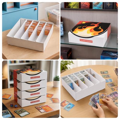 2-Pack Trading Card Storage Box with Dividers 5 Row for TCG MTG Sport Cards | With Dividers & Stoppers, 5400+ Count, Precision-fit for sleeved cards, Dust & water resistant, Odor-free, Stackable sturdy