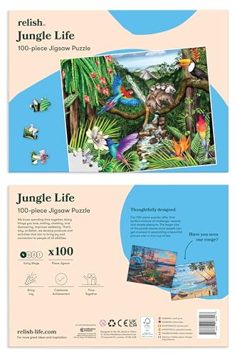 Relish 100 Piece Puzzles for Adults, Jungle Life Dementia Jigsaw Puzzle, Dementia Products for Elderly - style: Jungle Life