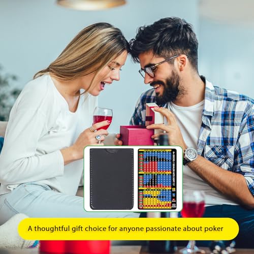 Gimao Metal Thick Blackjack Strategy Card with Leather Sleeve, Stainless Steel Basic Strategy Blackjack Card Wallet Size Book Allowed at Blackjack Table in The Casino 4+ Decks Hit Soft 17 - color: 1pcs