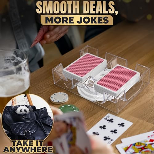 BURIUS 2 Deck Card Holders for Playing Cards, Revolving 360, 7.2 x 4.9 In | Canasta Card Tray for Adults, Organizes Multiple Decks, Lightweight Durable Plastic, a Smooth Swivel Base, for Poker Nights