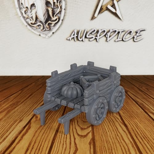 AUSPDICE Merchant Cart Tabletop Unpainted Miniature, 28mm DND Terrain AS734 | Fantasy Role Playing Scenery for Dungeons and Dragons, TTRPG Games, Merchant Encounters and Medieval Market Theming