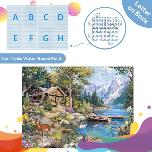 500 Piece Puzzle for Adults, Mountain Cabin Lake Jigsaw Puzzle 500 Piece for Seniors Teens, Family Puzzles Game Interlock Perfectly No Dust, Home Decoration Puzzles Birthday Party Gift for Men Women - style: Cabin Lake Beer Puzzle