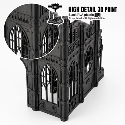 Gothic Sector Terrain Set: 28mm Scale Buildings & Scatter Terrain for 2000-Point Competitive 40k Games (Small Church) - style: Small Church