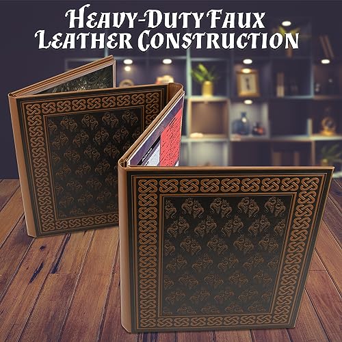 CASEMATIX DM Screen Faux Leather 8-Panel Deluxe GM Screen - Eight Panel Folding Game Master Screen with 2 Swinging Panels and Wet Erase Pockets for TTRPGs, Inserts Not Included, Brown - color: Brown