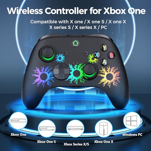 LuvYsshun Wireless Controller Compatible With Xbox One,Xbox Series X/S, Xbox One X/S, PC Windows,RGB LED Light with Rechargeable Built-in Battery,Dual Vibration/Turbo/Mappable Buttons