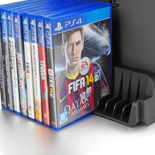 Vertical Stand for PS4/PS4 Slim/PS4 Pro, Black | Cooling Fan, Controller Charging Station, 12pcs Game Storage, PlayStation 4 Charger