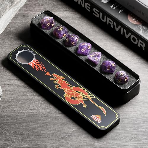 DNDND Amethyst Multifacted D&D Dice Set with Gift Case for Dungeons and Dragons Tabletop Gaming, Collectors(Amethyst) - color: Amethyst