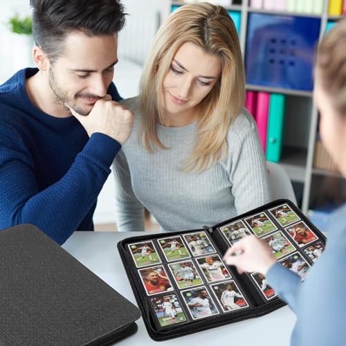 9 Pocket Card Binder, Premium Zip Trading Card Binder, 540 Double Sided Pocket PU Collection Binder, Collector Album, Card Folder for MTG, TCG, Sports Cards (Black) - color: black540