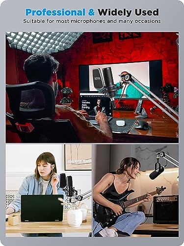 BOYA Microphone Boom Arm,Large Mic Arm (46 inch) with Desk Mount & 5/8"to 3/8"Screw Adapter Heavy-Duty Microphone Arm Stand Adjustable &Foldable for Streaming/Podcast/Gaming(BY-BA20)
