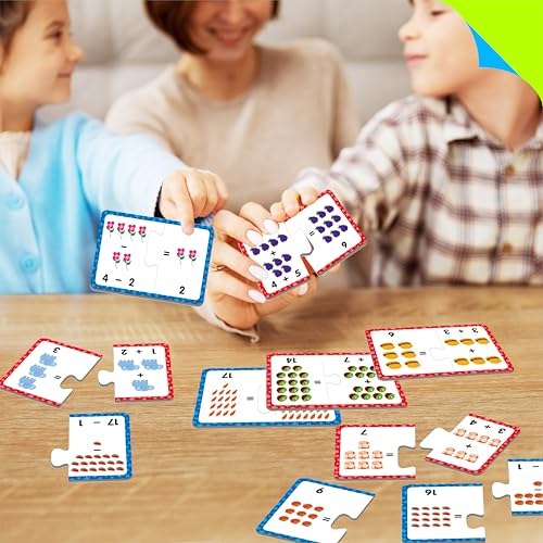 24 Set Addition & Subtraction Puzzles, Self-Correcting Matching Adding and Subtracting Puzzles, Educational Math Games Calculation Activities, Math Learning Toys for Preschool Kids