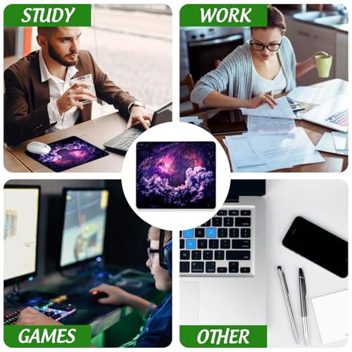 Dreamscape Galaxy Mouse Pad Square Mouse Mat Non-Slip Rubber Base Mousepad with Stitched Edge, Portable MousePads for Desk Computers Laptop Office, 9.5x8 Inches - color: Dreamscape Galaxy