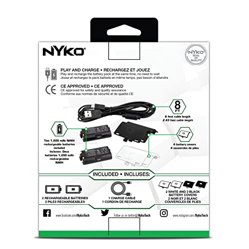 Nyko Xbox One Power Kit Plus - Rechargeable Battery Kit w/ 2 Batteries, Micro-USB Cable for Xbox one Controllers ONLY– Not Compatible w/Xbox S/X – Not Compatible w/Xbox Controllers w/Home Button
