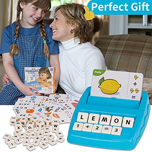 Educational Toys Learning Games for Kids 3-8, Matching Letter Spelling Early Math Game for Preschool& Kindergarten Kids Boys and Girls Light Blue ,Christmas Birthday gift for 4 5 6 7 boys girls - color: Light Blue