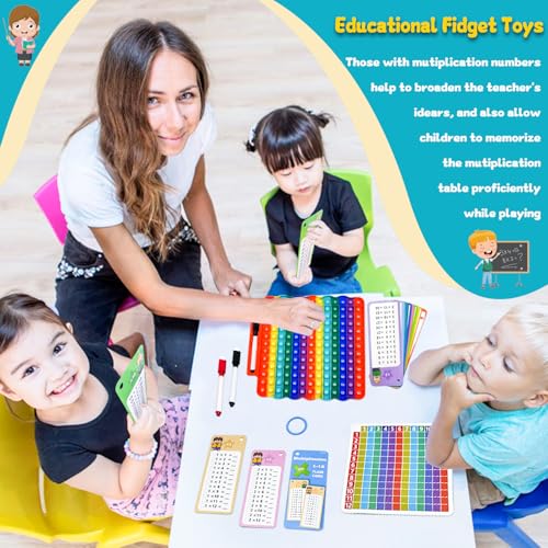 Multiplication Flash Cards + Fingertip Bubbles Toy | Interesting Multiplication Math Combination, Math Games for Children Aged 3 + - style: Multiplication