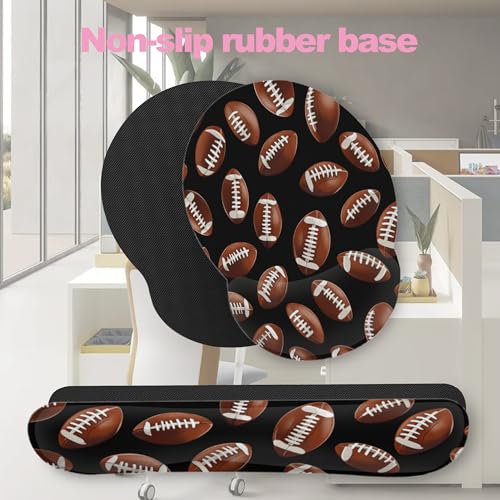 American Football Keyboard Wrist Rest Pad and Mouse Pad Wrist Support Set,3-in-1 Ergonomic Mouse Pad with Non-Slip Rubber Base for Home Office Game Computers Desk, - color: American Football