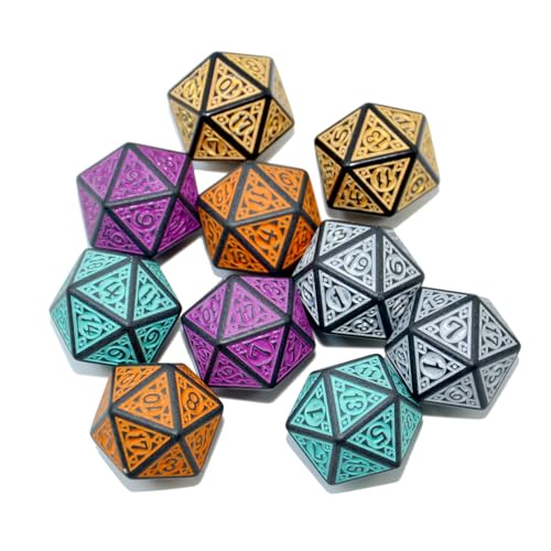 SmartDealsPro 10-Pack 20 Sided Dice D20 Polyhedral Dice for DND RPG MTG Table Game (Mix Retro Color 2) - color: Mix Retro Color 2
