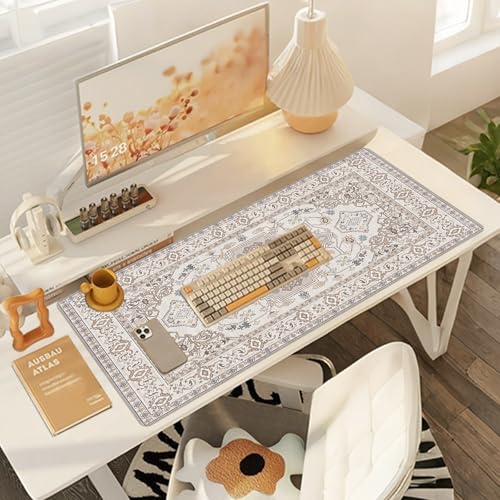 Baziabbo Desk Mat,XXL Extended Large Mouse Pad,Gaming Mousepad with Stitched Edge,Non-Slip Rubber Base Keyboard Desk Pad for Home Office Study Game - color: Retro