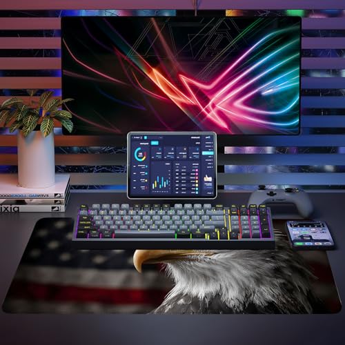 Mouse Pad, Large Anti-Slip with Stitched Edges Desk Mat Desktop Laptop Computer Desk Keyboard Mat,Table Protector Blotter Mat (Eagle, 35.4" x 15.7") - color: Eagle, size: 35.4" x 15.7"