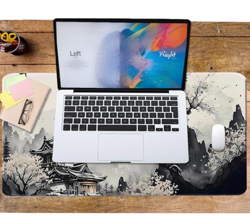 Large Mouse Pad Set, Japanese Extended Mouse Pad Black Desk Pad Easy Typing for Typing Office Game 35.4 x15.7 in - Japanese Scenery - color: Japanese Scenery
