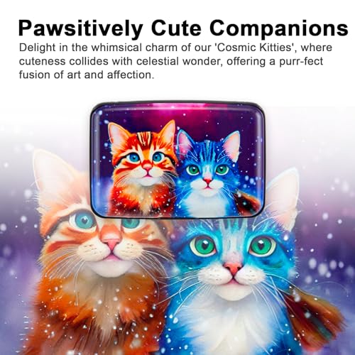 Credit Card Holder Small RFID Blocking Wallet Business Metal Slim Mini Aluminum Hard Case for Women Men - color: Colorful Cute Cats