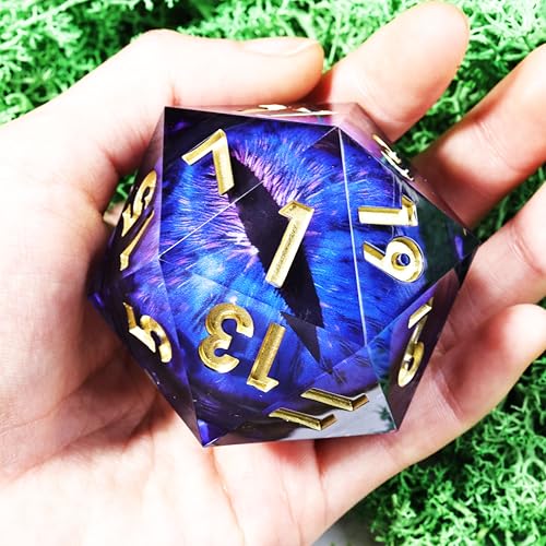 Mini Planet Dungeons and Dragons 50mm Chonk D20 Liquid Core Polyhedral Aqua Resin Sharp Edge Dragon Eye Dice 4 - color: Dragon Eye Dice 4