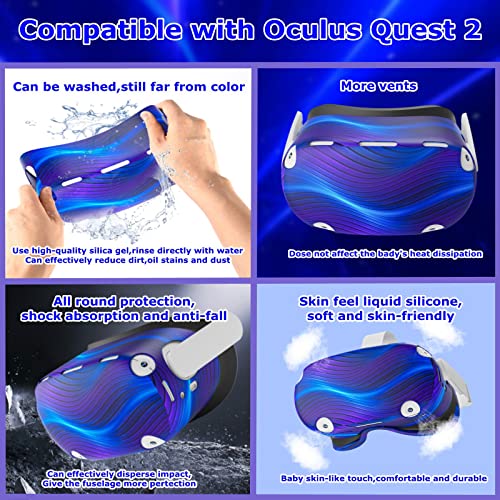Compatible with Oculus Quest 2 Accessories, Silicone Face Cover, VR Shell Cover,Touch Controller Grip Cover,Protective Lens Cover,Disposable Eye Cover(Colorful B) - color: Colorful B