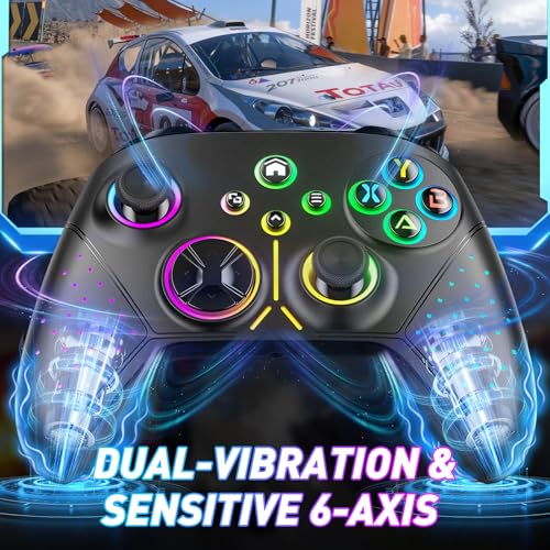 Nonbliep LED Wireless for Xbox Controller, Compatible with Xbox Series X|S, Xbox One, Windows 10/11, Gaming Controller with Turbo, Macro, 3.5mm Audio Jack, Dual Vibration White
