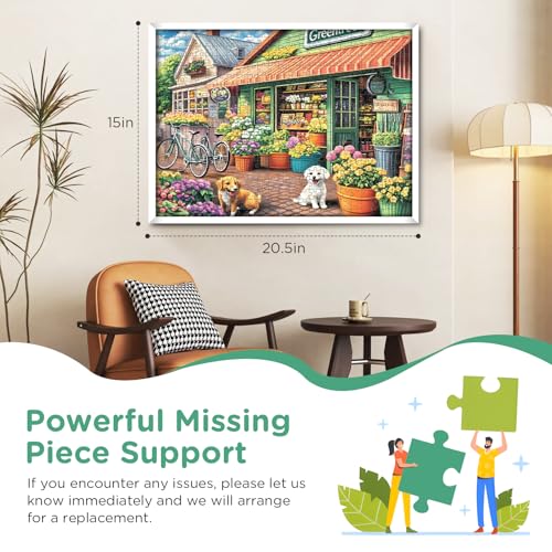 Jigsaw Puzzles for Adults 500 Pieces, Puppy Flower Shop Puzzles 500 Pieces, Challenging Yet Relaxing Jigsaw Puzzle Game for Adults, Glossy Sturdy Vibrant Puzzle Great Gift for Family Friends - style: Flower Shop
