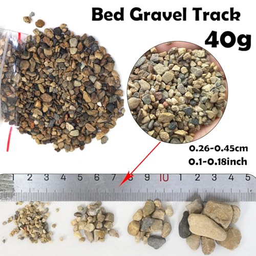 Bed Gravel Track Natural Stone Set, Mixed Sizes, 4 Packs x 40g, for Train Railway Track Diorama, Miniature Scene, Ages 14+