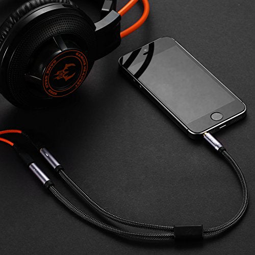 Headsets Adapter, 3.5mm Headphone Microphone Splitter - 11inch/30CM | Separate Headphone and Microphone, 24K Gold-Plated Connector, Compatible with PS5, Xbox One Controller, Smartphone, PC - size: 30 cm
