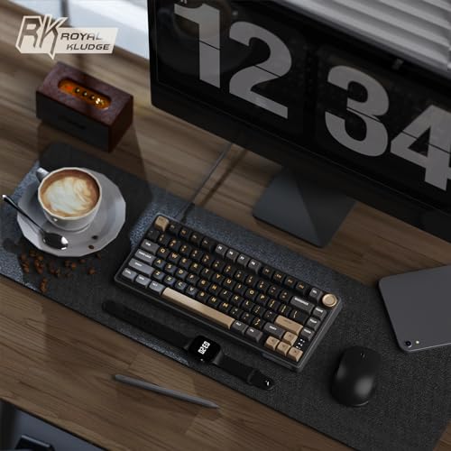RK ROYAL KLUDGE R75 Wired Mechanical Keyboard with Volume Knob, 75% Mechanical Gaming Keyboard Gasket Mount, Hot Swappable Silver Switch, MDA Profile PBT Keycaps, Creamy Keyboards, Black - color: black