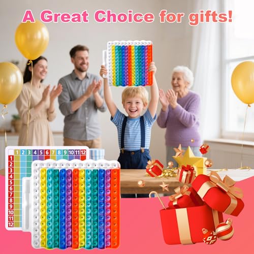 Multiplication Table Game Learning Toy Pop Multiplication Flash Cards 3rd Grade Fidget Math Game Toy 12x12 Educational Desktop Flash Card with Marker