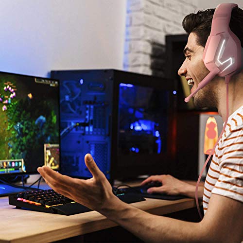 Orzly Gaming Headset (Pink) for PC and Gaming Consoles PS5, PS4, Xbox Series X | S, Xbox ONE, Nintendo Switch & Google Stadia Stereo Sound with Noise Cancelling mic - Hornet RXH-20 Nakuru Edition - color: Pink