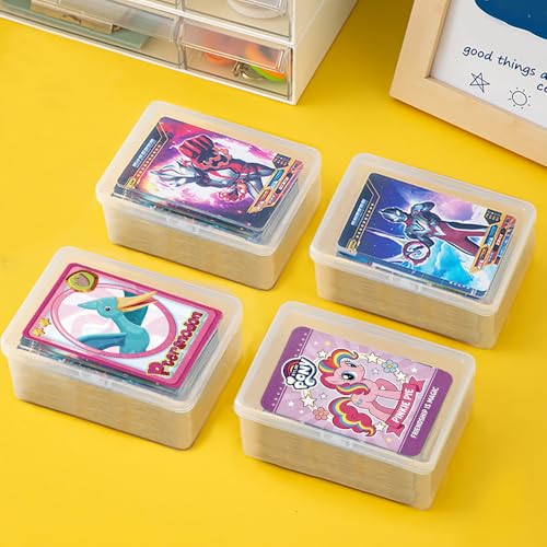 4PCS Game Card Storage Box, Clear Plastic UNO Card Case, High Capacity Card Holders for Playing Cards, Trading Cards, Business Card & More (NO Cards)