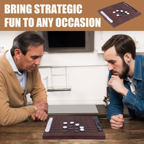 Extguds for Othello Reversi Board Game, Foldable Wooden Strategy Game with Built-in Storage, 64 Black & White Discs, Classic 2 Player Strategy Game for Family & Travel