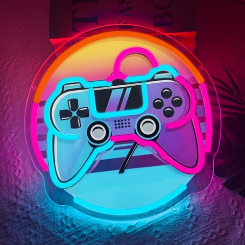 Gamer Neon Sign, Gaming Neon Sign for Gamer Room Decor Game LED Lights for Bedroom Wall Decor Gamepad Dimmable Neon Gaming Sign for Party Decorations Teen Boys Gift USB Powered(12.6"*12.6") - style: Gamepad