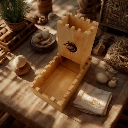 Bamboo Dice Tower, DND Dice Roller, Foldable Die Roller Castle | Magnetic Dice Tower for Dungeons and Dragons, Board Game, D&D Tabletop Game and RPG Games - style: Tower
