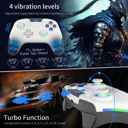 Iesooy Switch Controller, Wireless Switch Pro Controllers for Switch/Switch Lite/Switch OLED/Steam deck, Switch Remote Gamepad with 7-LED Colors/Wake-up/ Light6-Axis Gyro/Dual Motor/Turbo…