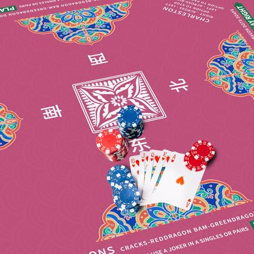 Mahjong Mat 32.4” x 32.4”, 3mm Thick Non-Slip Rubber Back Mahjong Table Mat, Noise Reduction Waterproof Mahjong Game Mat for Table, Mahjong Tile Mat for Cards, Dominoes & Board Games (Pink2) - color: Pink2
