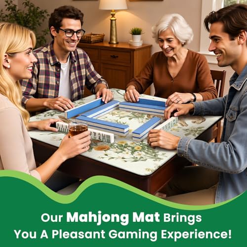 Mahjong Mat for Table Bunnies Spring Meadow Vibrant Wildflowers 31.5"x31.5" Non-Slip Noise Reduction American Mahjong Table Cloth for Poker Card Dominoes Tile Games Easter Gifts - color: Color3
