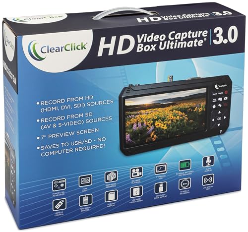 ClearClick HD Video Capture Box Ultimate 3.0 (Third Generation) - Capture or Stream Video from HDMI, DVI, SDI, S-Video, RCA, AV, VHS, VCR, DVD, Camcorders, Hi8