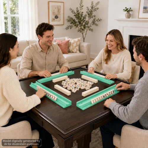 5Pcs Mahjong Racks with Pushers Wooden American Mahjong Tile Pushers and Racks Set with Mah Jong Rack Drawstring Bag Mah jong Accessories for Players Gifts Home Game Night Party Supplies (Light Green) - color: Light Green
