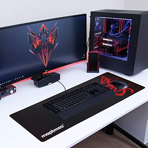 A-Red Large Dragon Gaming Mouse Mat - Gamer Office Computer Mouse Pad - color: A-Red
