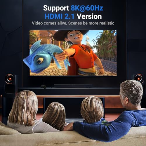 8K HDMI Switch Splitter 2 in 1 Out, Bi-Directional Switcher Support 48Gbps 4K@120Hz 8K@60Hz 4K@144Hz for PS5/PS4,HDTV,Xbox,Fire Stick