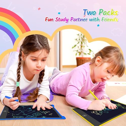 TECJOE 10 Inch 2 Pack LCD Writing Tablet, Colorful Doodle Board Drawing Tablet for Kids, No Mess Toddler Travel Learning Toys, Christmas Birthday Gifts for 3 4 5 6 7 8 Year Old Boys Girls Preschooler - color: Bule Yellow