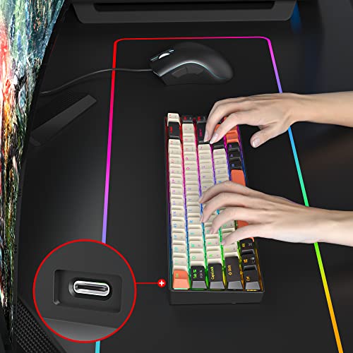 65% Mini Wired Keyboard RGB Blacklit for Office Gaming(68 Carbon) | Compact Full N-Key Rollover Portable Silent Linear Red Switch - color: 68 Carbon/Red Switch