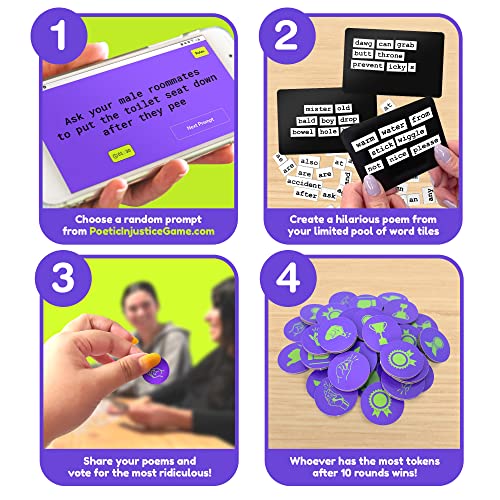 Poetic Injustice – A Magnetic Word Game Where You Make Bad Poetry for Laughs – Family Night Ideas & Fun Party Games for Ages 17+ – Spark Laughter and Create Hilarious Memories